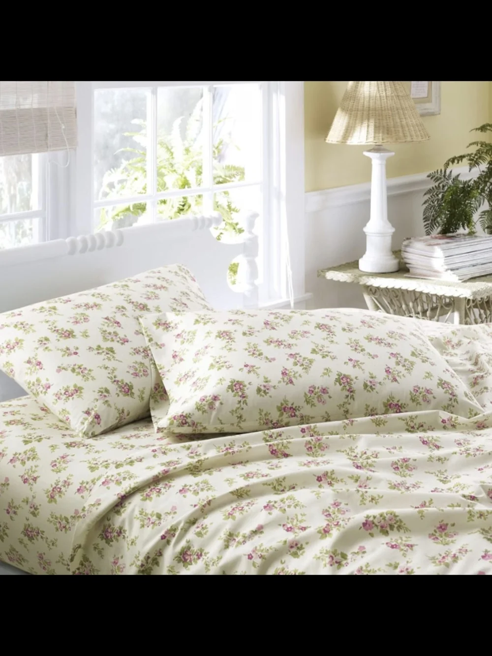 Laura Ashley Queen Flannel Sheet Set | Pink Floral | 100% Cotton | Like New